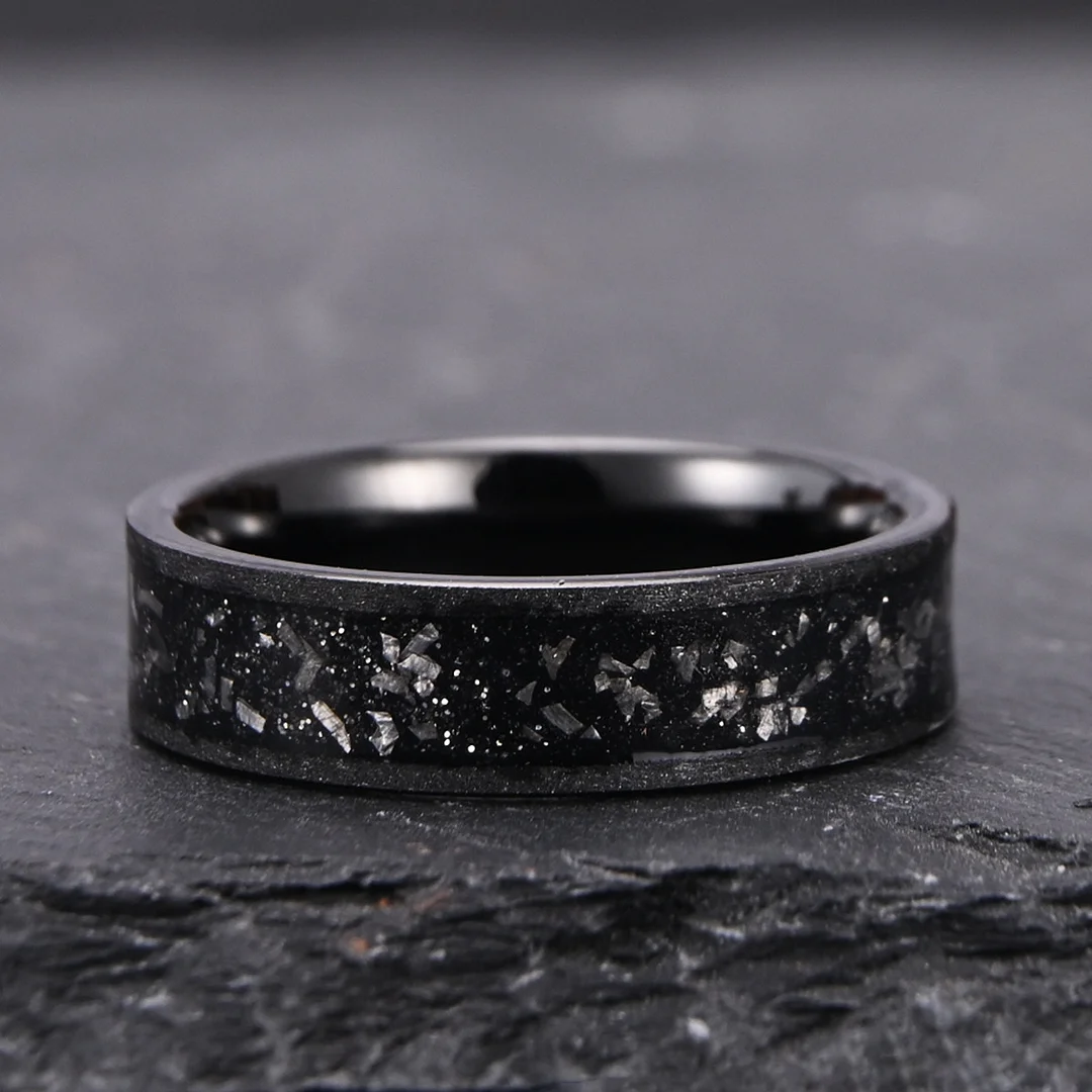 6MM Couple Tungsten Carbide Rings Mens Womens Meteorite-set Electroplated Black Sandblasted Wedding Bands