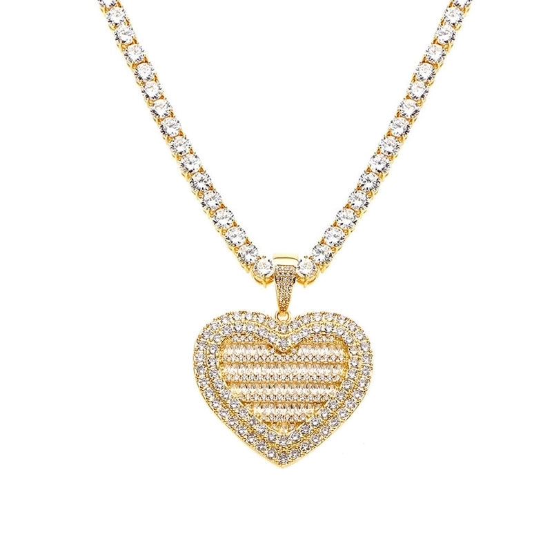 Copper 18K Gold Plated Imitation Gold  K Gold Plated Inlay Heart Shape Zircon Copper Jewelry Sets