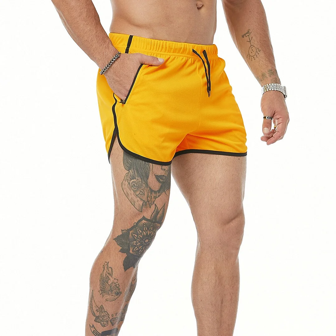 Men's Running Shorts Pocket Drawstring High Waist Bottoms  Breathable Quick Dry Solid Colored