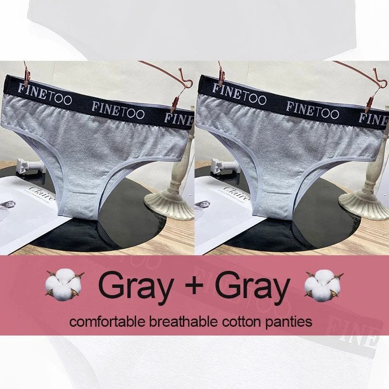 M-XXL Women's Panties Cotton Underwear Sexy Lingerie Panties Female Underpants Briefs Intimates Finetoo Cotton Pantys 2PCS/Set