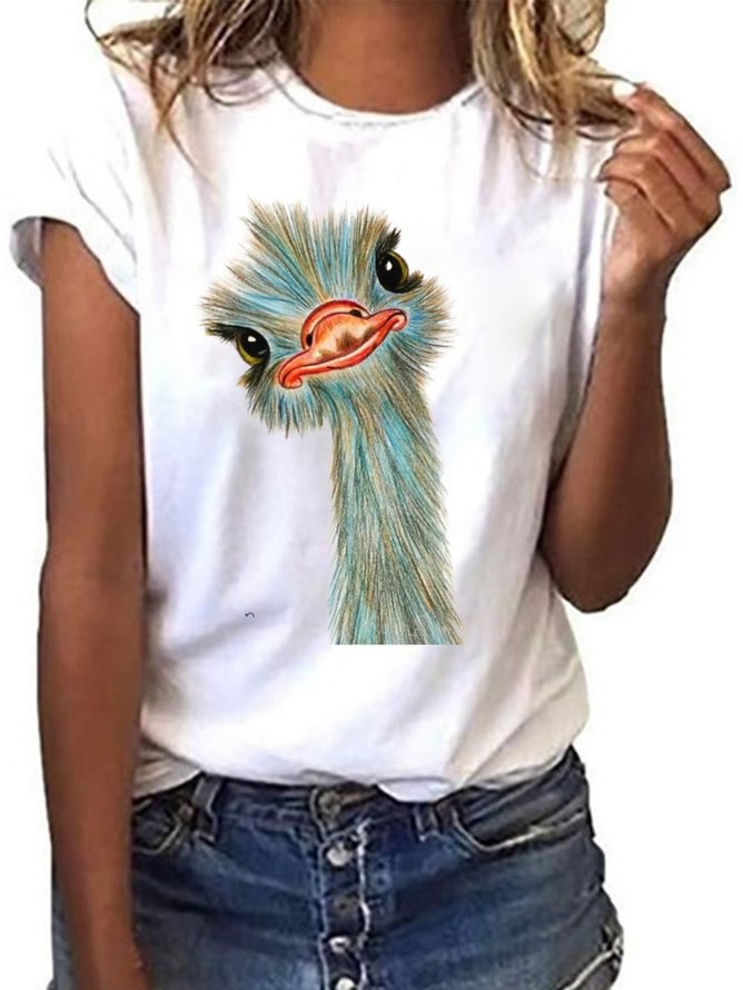 White Simple Short Sleeve Round Neck Tops