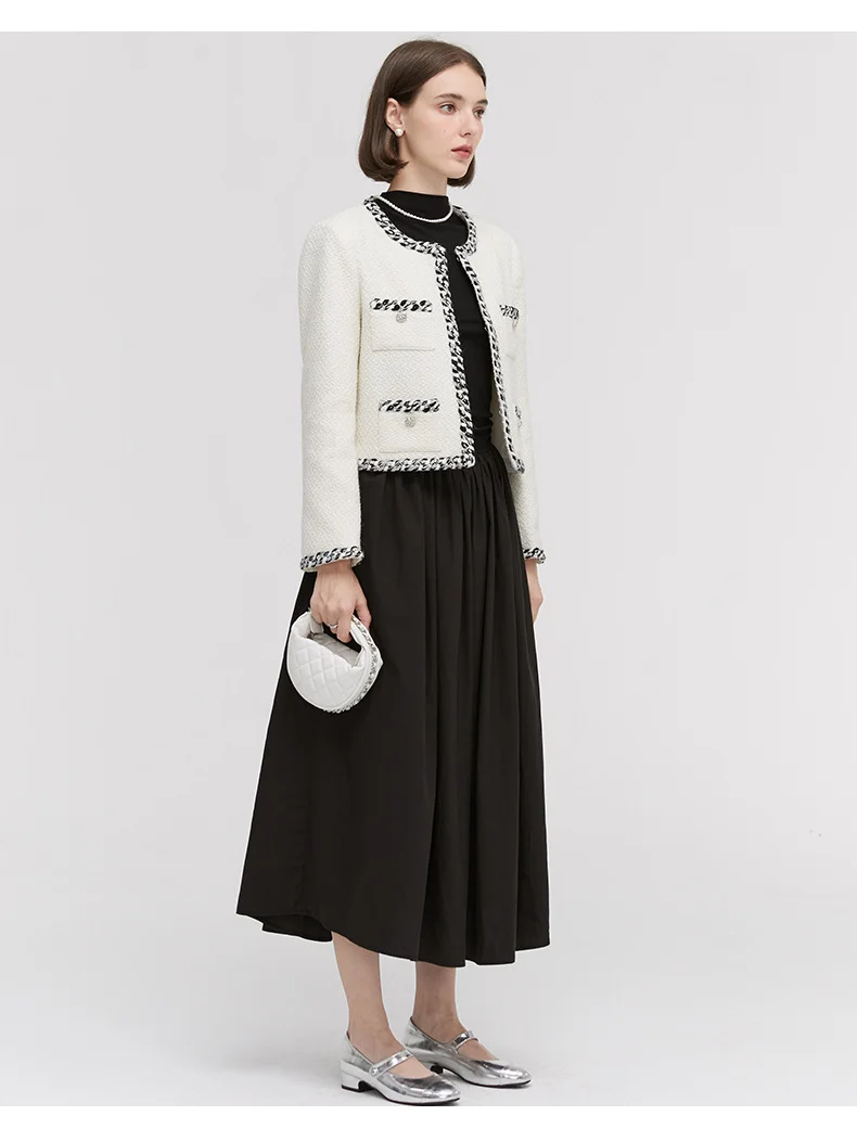 MERUMOTE Women's New Autumn Wool Tweed Top-MERUMOTE