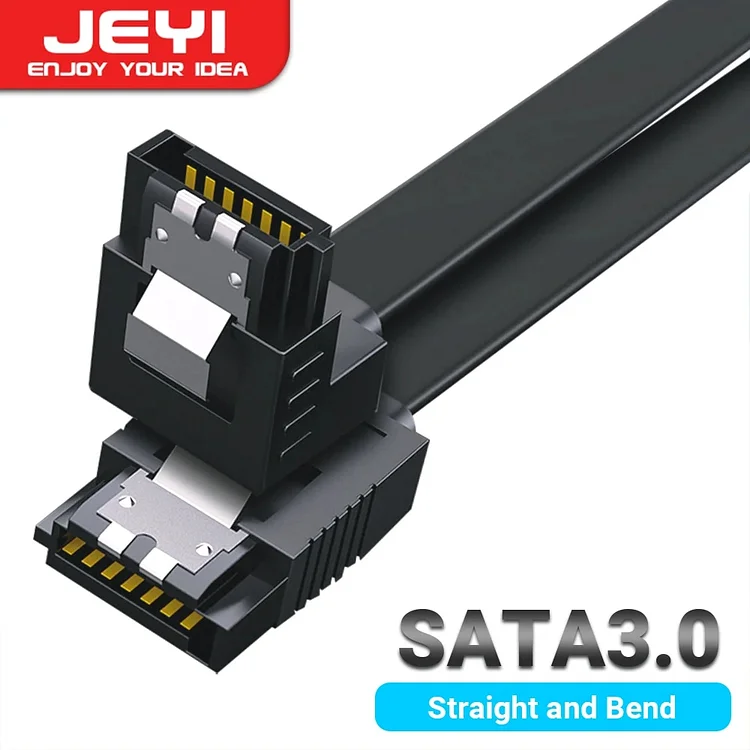 JEYI SATA Cable III 6Gbps 40CM Straight Bend HDD SDD Data Cable with Locking Latch for SATA HDD SSD CD Driver CD Writer