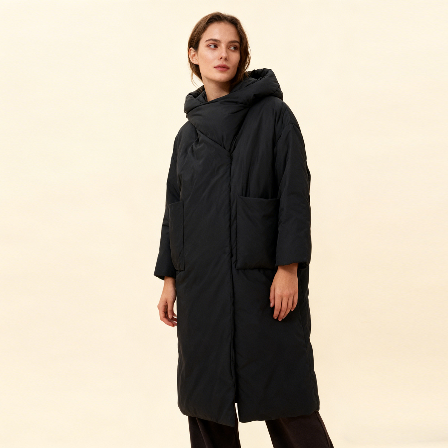 Women's Long Hooded Loose Down Jacket REAL SILK LIFE