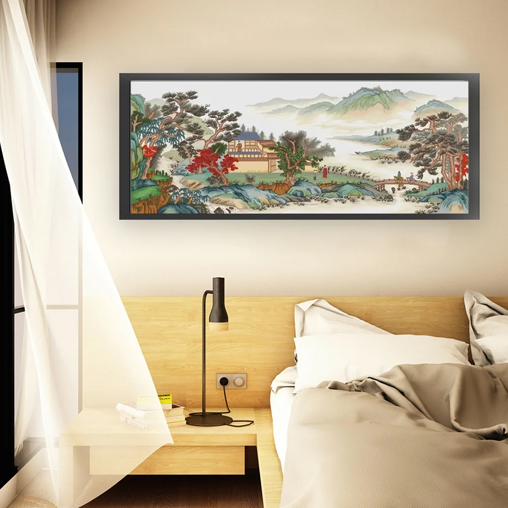 11CT Full Stamped Cross Stitch - Landscape(Canvas|195*83CM)