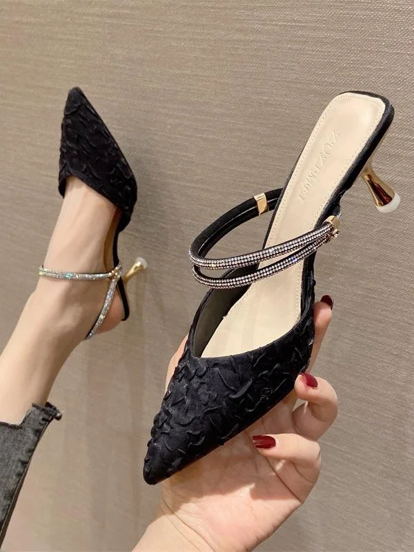 Fashion bag pointed stiletto two-wear high-heeled half slippers