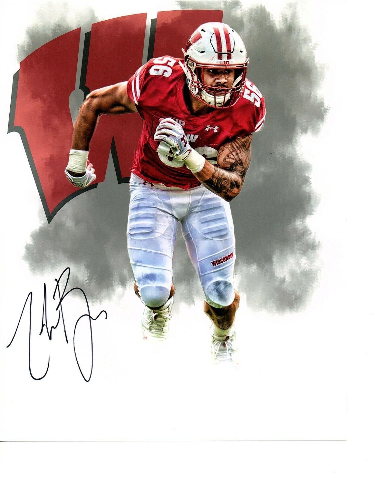 Zack Baun Wisconsin Badgers signed autographed 8x10 football Photo Poster painting 2020 Draft G