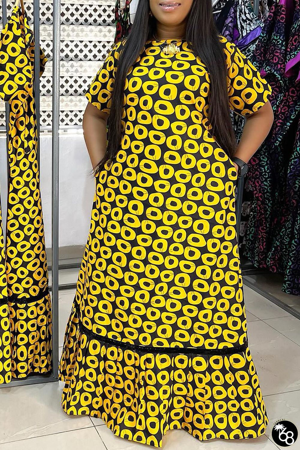 Casual Street Daily Elegant Mixed Printing Patchwork Printing Contrast O Neck Dresses | 168DEAL