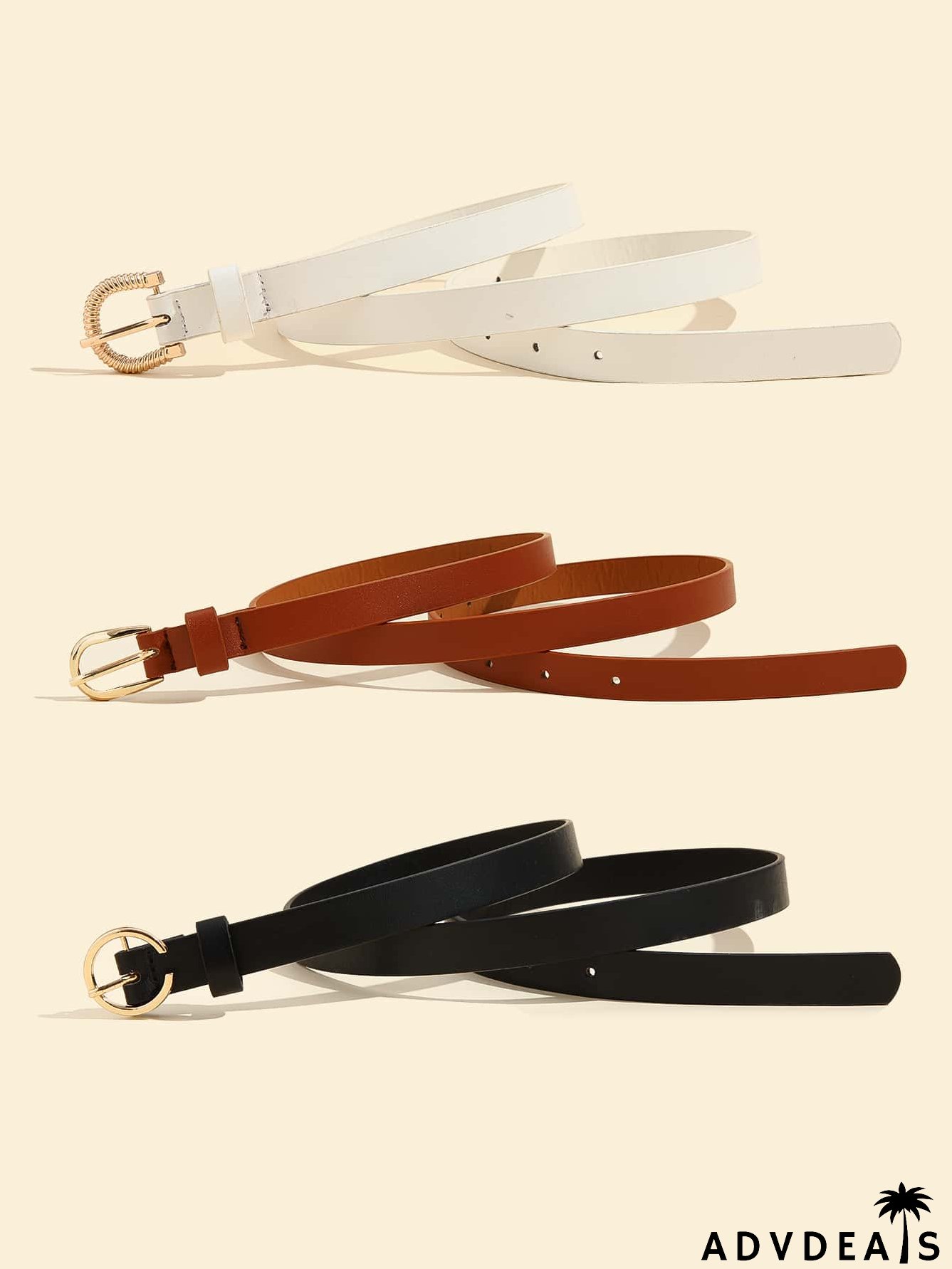 3pcs Metal Buckle Belt