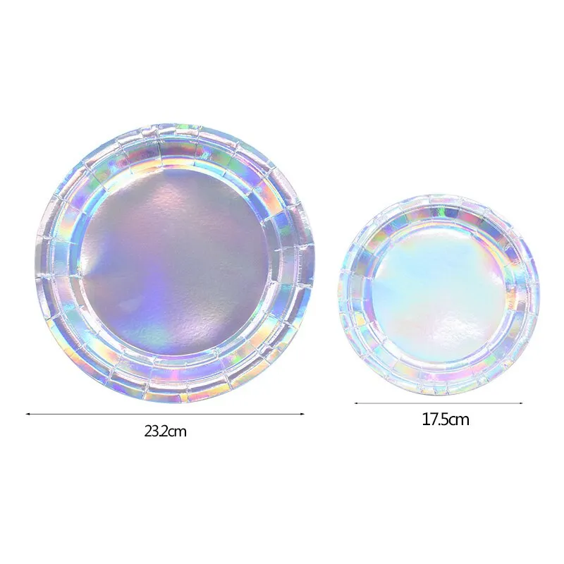 Laser Disposable Tableware Sets Silver Party Paper Cups Paper Plates Straw Party Tableware Wedding Decor Birthday Party Supplies