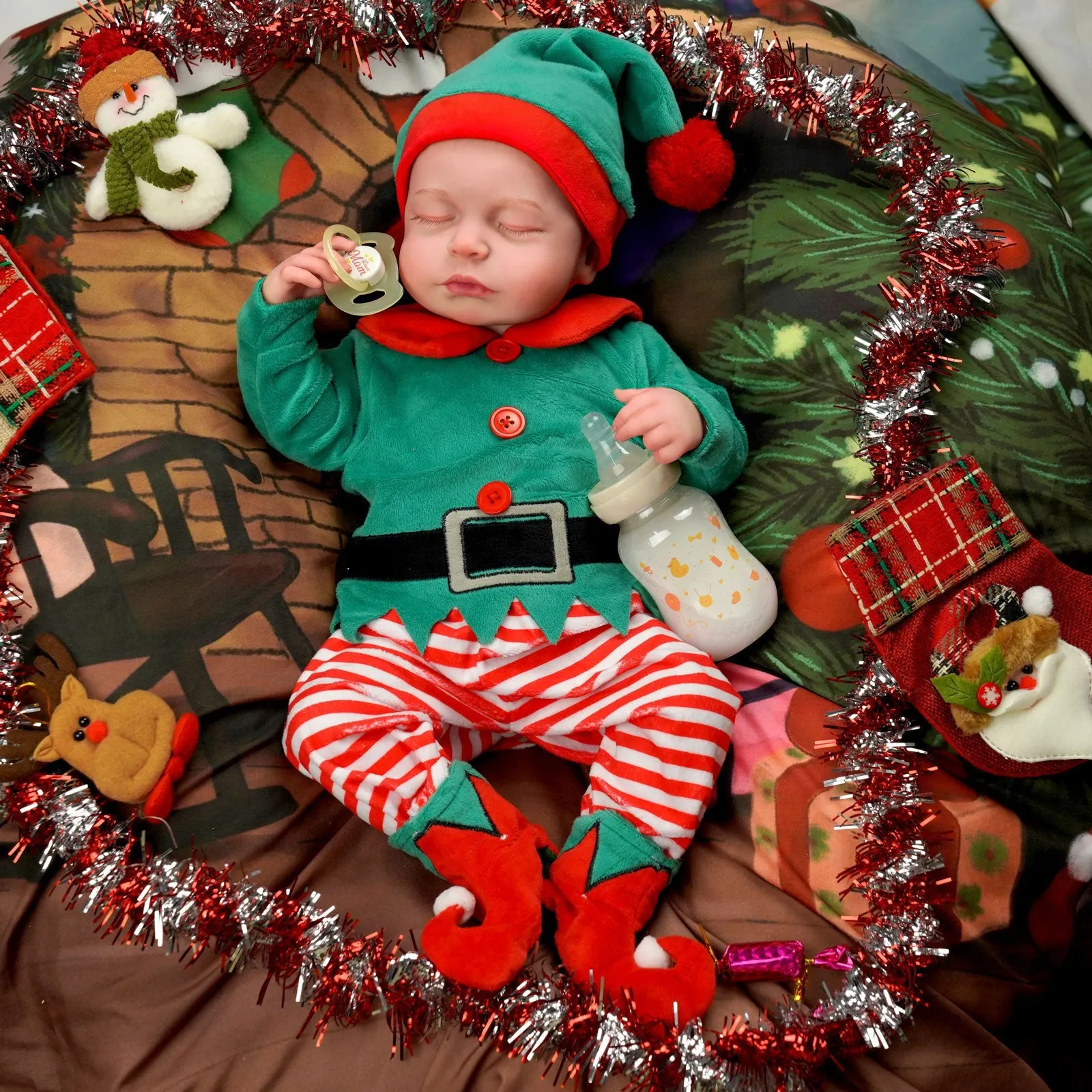 Babeside Christmas Smiling Reborn Baby Leen 20'' Little Infant Boy Best Gift for Kids Christmas Lucy-Cloth Body