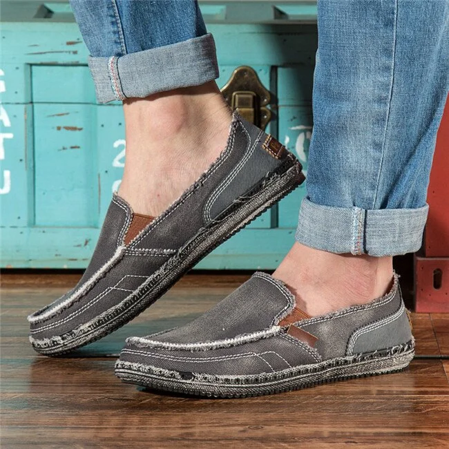 MIXIDELAI classic canvas shoes men 2020 lazy shoes blue grey green canvas moccasin men slip on loafers washed denim casual flats
