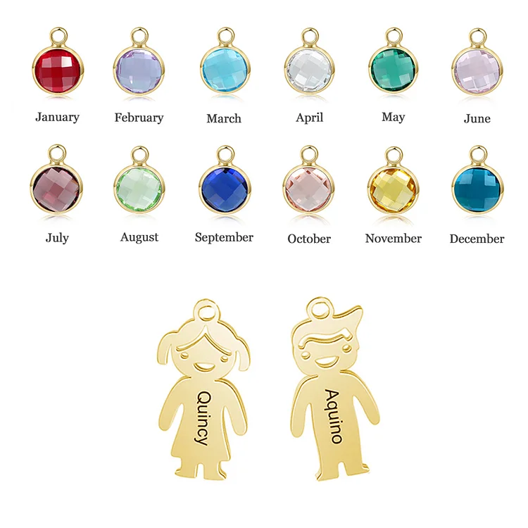 Bangle Accessories Only 1 Kid Charm Pendant and 1 Birthstone for Bracelet Bangle