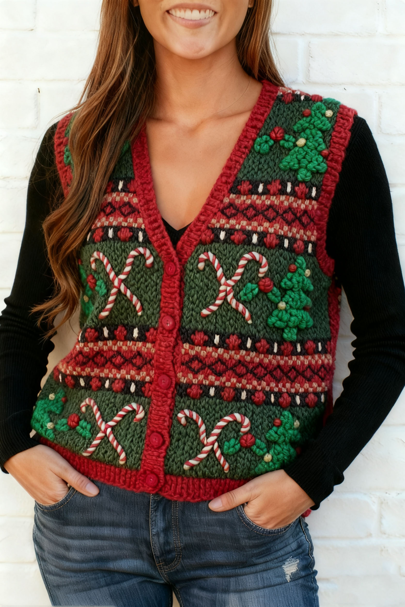 Women&rsquo;s Christmas Knitted Vest-1013
