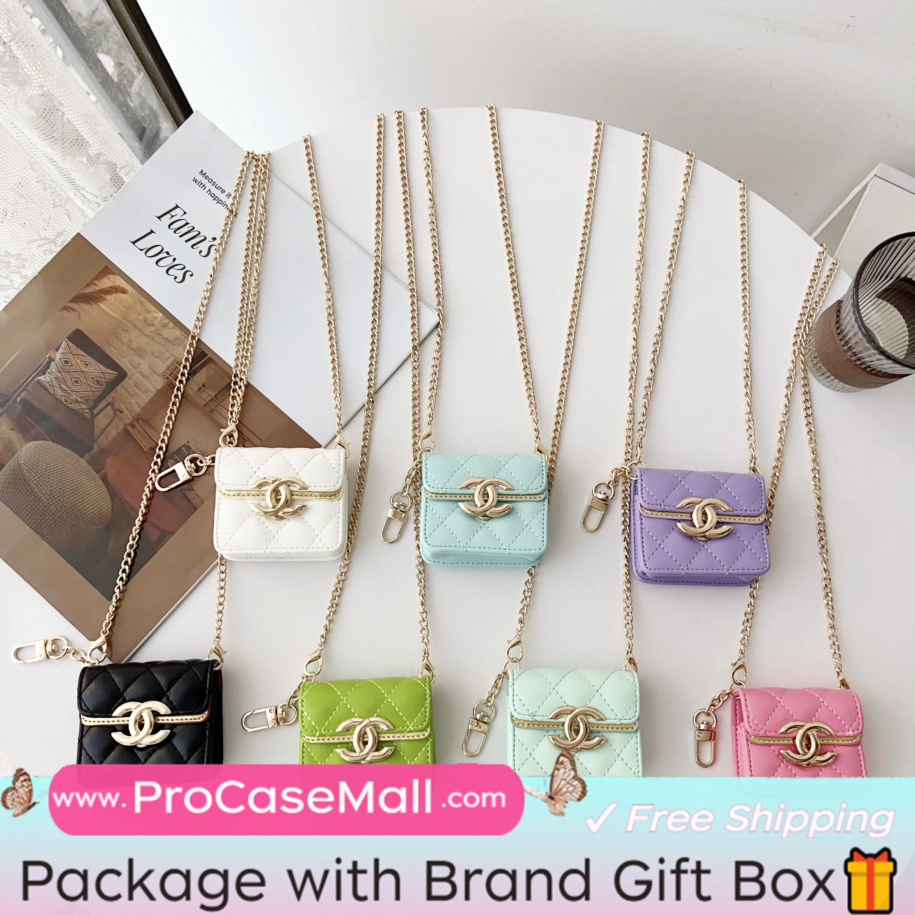 CHANEL MINI CROSSBODY BAG UNIVERSAL STYLE WIRELESS HEADPHONE LEATHER CASE