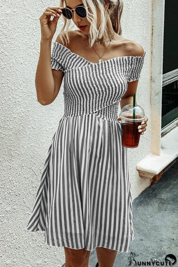 Fashion Short Sleeve Stripe Dress