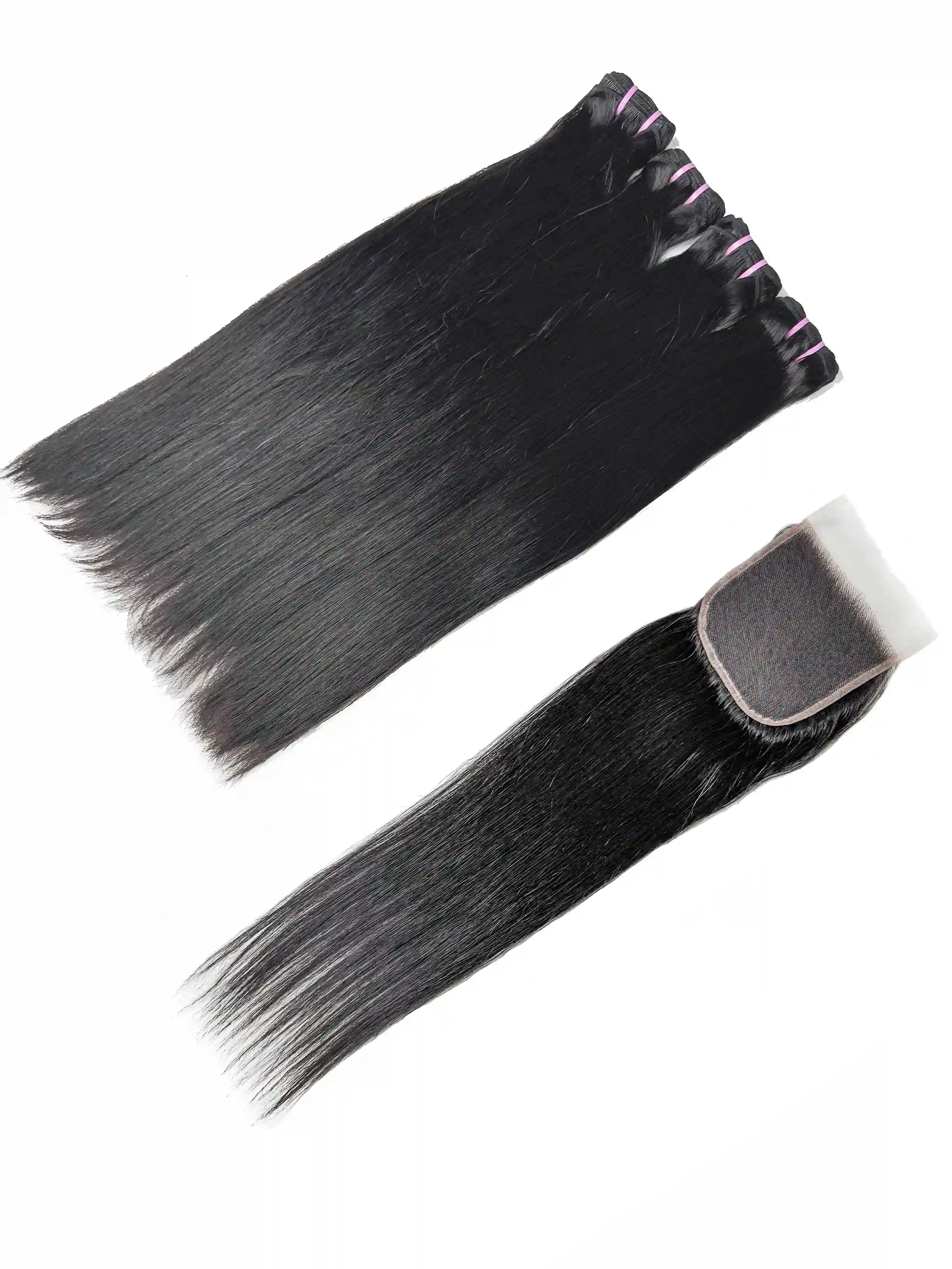 Straight 4PCS Bundles & 1PC 5x5 Lace Closure | Transparent & HD Lace | 100% Human Hair | Top Virgin Hair