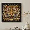 Ornate Golden Tiger Face Special Shaped 5D DIY Partial Drill Diamond Painting Kits for Adults Beginners Home Decor Diamonds Dots Gem Art Kits 11.81 X11.81inch