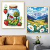 6pcs Glass Bottle Landscape-11CT Stamped Cross Stitch 15*17cm/5.91*6.69in