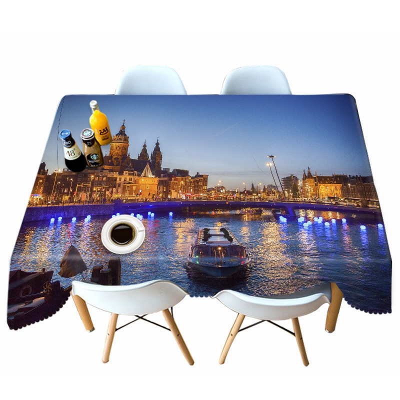 

Harbour City Nightscape - 3D Tablecloth, 140*140cm, 501 Original