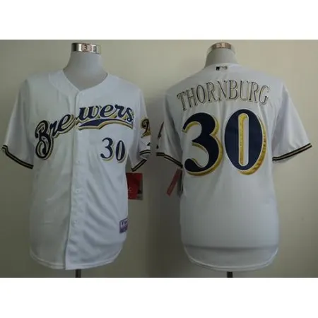 Brewers #30 Tyler Thornburg White  Cool Base Stitche MLB Jersey