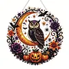 DIY Crescent Owl Pumpkin Halloween Diamond Painting Pendant