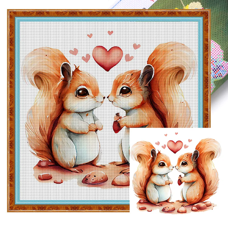 Couple Squirrels 18CT (30*30CM) Stamped Cross Stitch gbfke