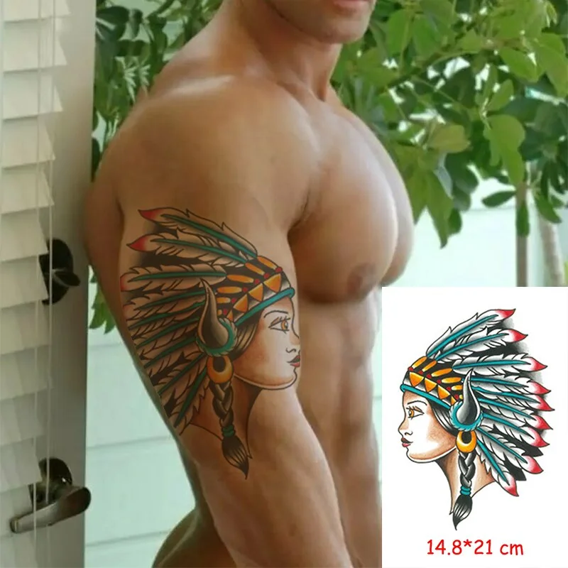 Waterproof Temporary Tattoo Sticker Totem Line Black Classical Tatoo Body Art Arm Leg Fake Tattoos Women/Men Girl 14.8*21 Cm