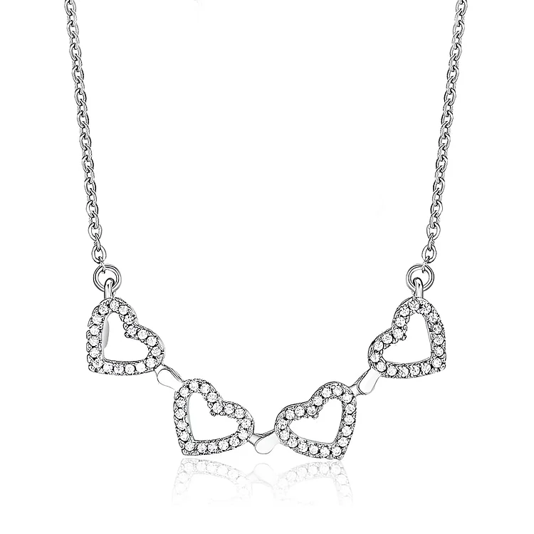 S925 Mother & Family Forever linked together Heart Necklace
