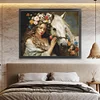 (US Only)Full Embroidery Eco-cotton Thread 11CT Printed Girl Horse Cross Stitch 74x61cm