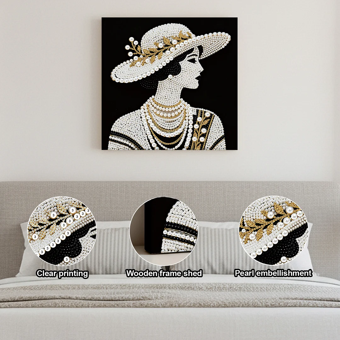 Lady DIY Pearl Art Diamond Painting Kit for Adults Home Decor 25x25cm With Frame