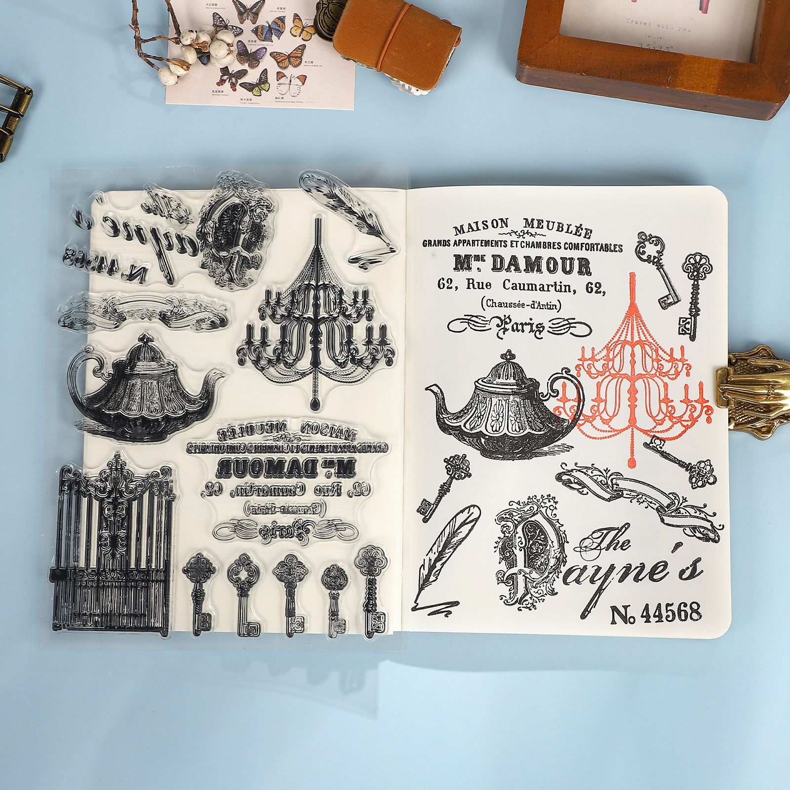 Transparent Silicone Stamp - Vintage Character Music Score Letter Label Landscape 