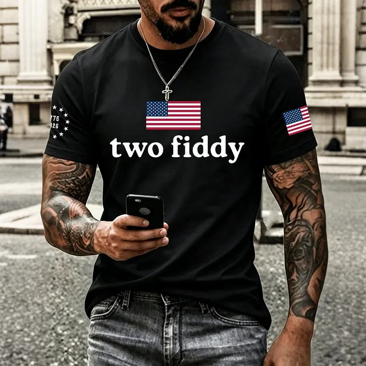 Men's Retro Independence Day Print Short Sleeve T-shirt