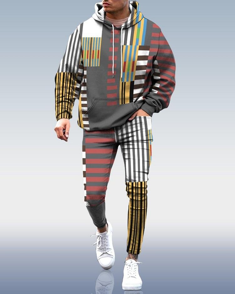 Men's Fashion Patchwork Striped Suit Pants