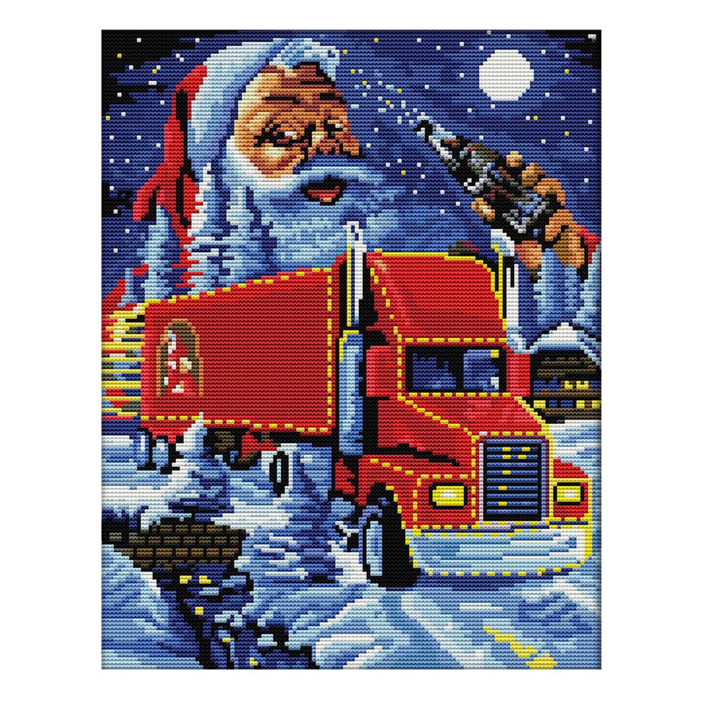 

Christmas truck - 14CT Stamped Cross Stitch - 31*37cm, 501 Original