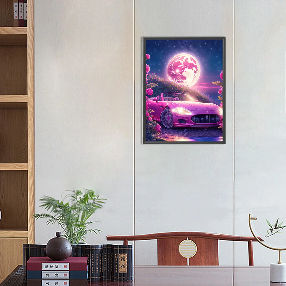 Full Round Diamond Painting 30*40cm - Pink Ocean Car