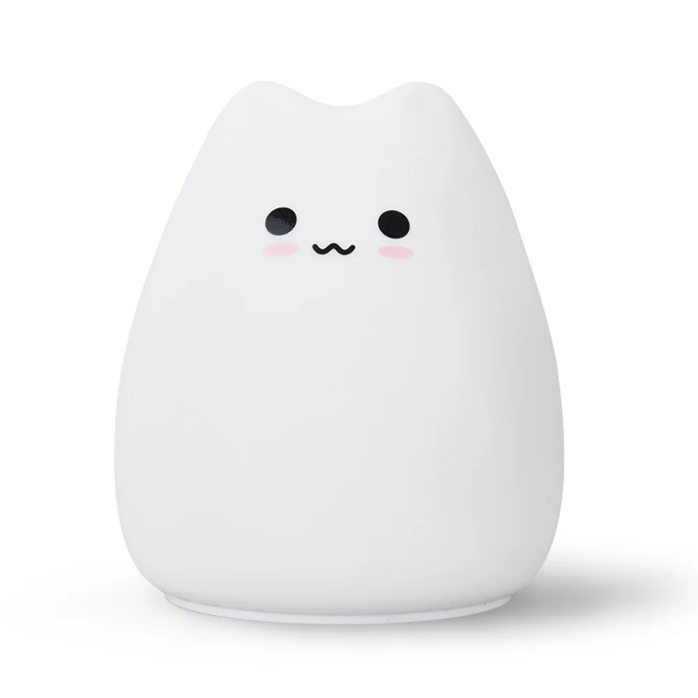 Cute 7 Color LED Night Light Soft Silicone Cat Pat Lamp Kids Gifts (Cute)
