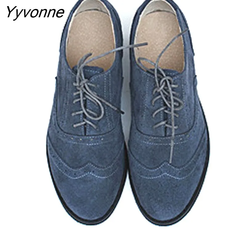 Yyvonne Women's Leather Summer Platform Sneakers Flat Casual Oxford Shoes Loafers Moccasins Spring Vintage for Woman 2023 Trend New