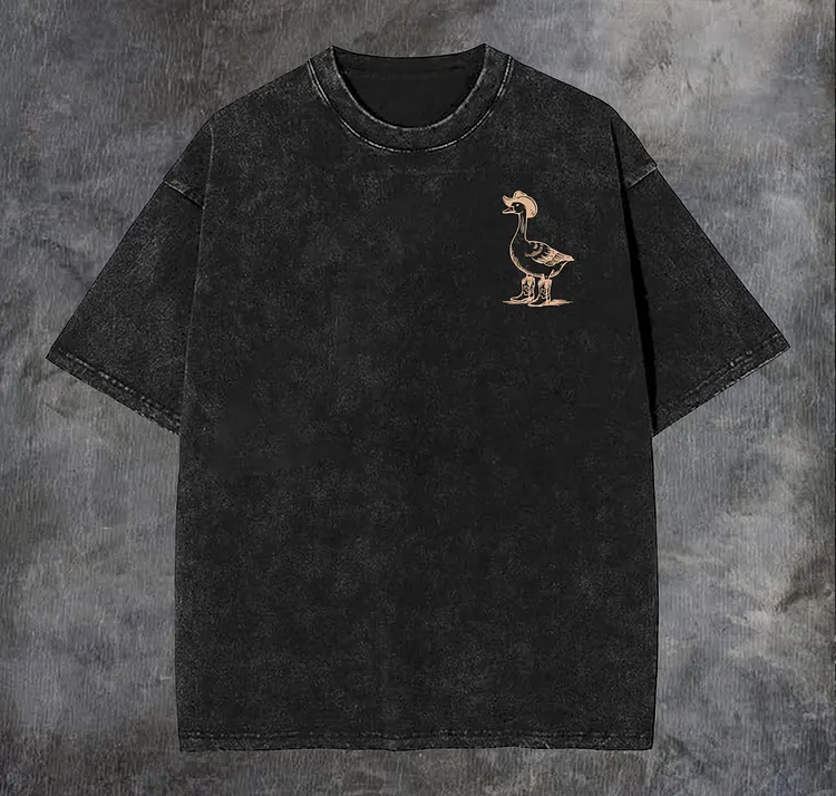 Silly Goose On The Loose Printed Vintage Washed T-shirt（Double-sided Print）