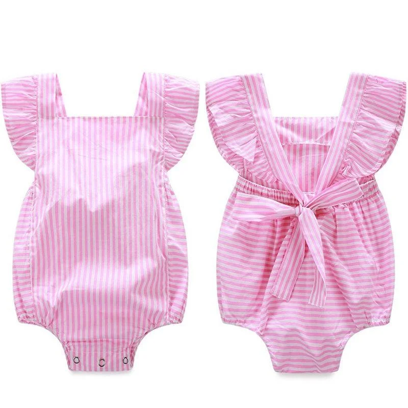 Pink Princess Toddler Infant Newborn Baby Girl Clothes Romper Jumpsuit Striped Outfits Sunsuit 0-18M