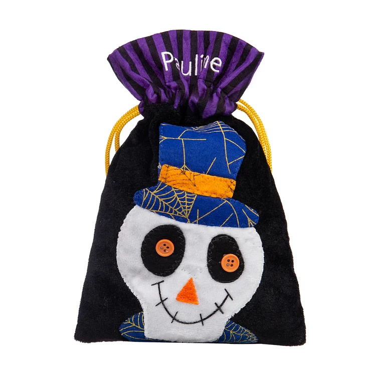 1 Name-Personalized Skeleton Halloween Tote Bags, Custom Kids Halloween Trick or Treat Candy Bags with Skeleton