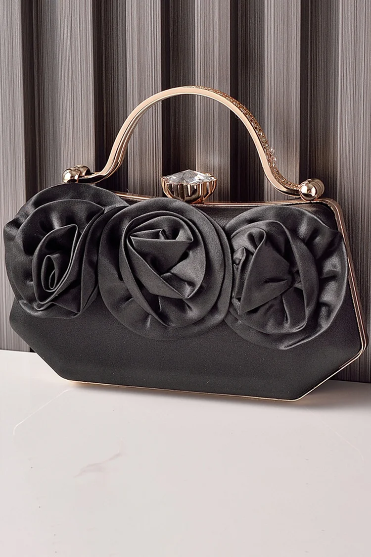 Fashion Solid Color Silk Flower Lock Buckle Evening Bag 2024 - Xpluswear