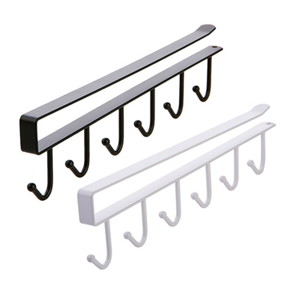 

Kitchen Hooks Iron Single Row Home Wall Door Hook Cup Hanging Rack Holder, White, 501 Original