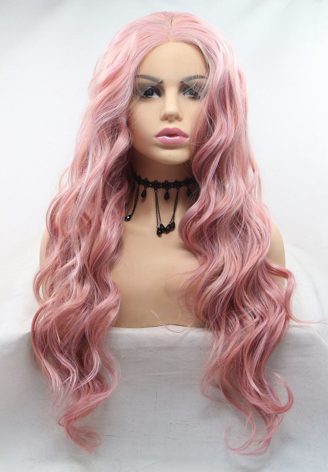 Rose Gold Pink Hair Curly Kanekalon Wig USW115 US Mall Lifes