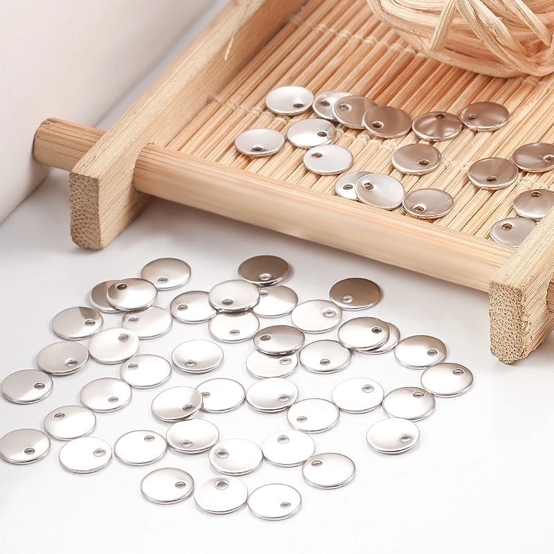 100 PCS/Package Diameter 6 Mm Diameter 8mm Stainless Steel Solid Color Polished Pendant