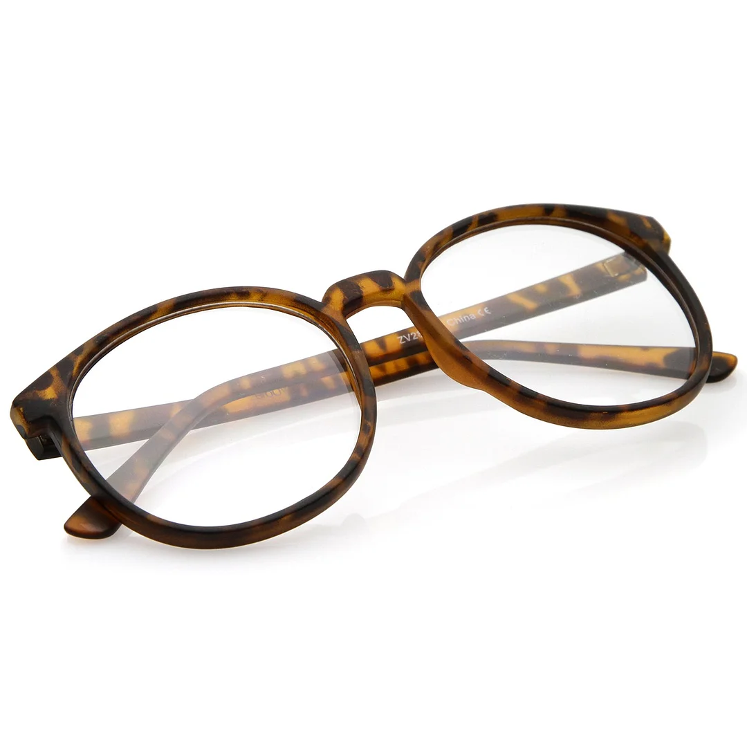 Classic P3 Horn Rimmed Clear Lens Round Eyeglasses 53mm