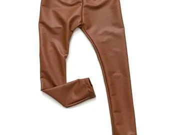 pornhint Pornhint faux leather pants/ faux leather leggings/ baby girl leggings / toddler legging pants/ modern pants/ leather pants - Camel