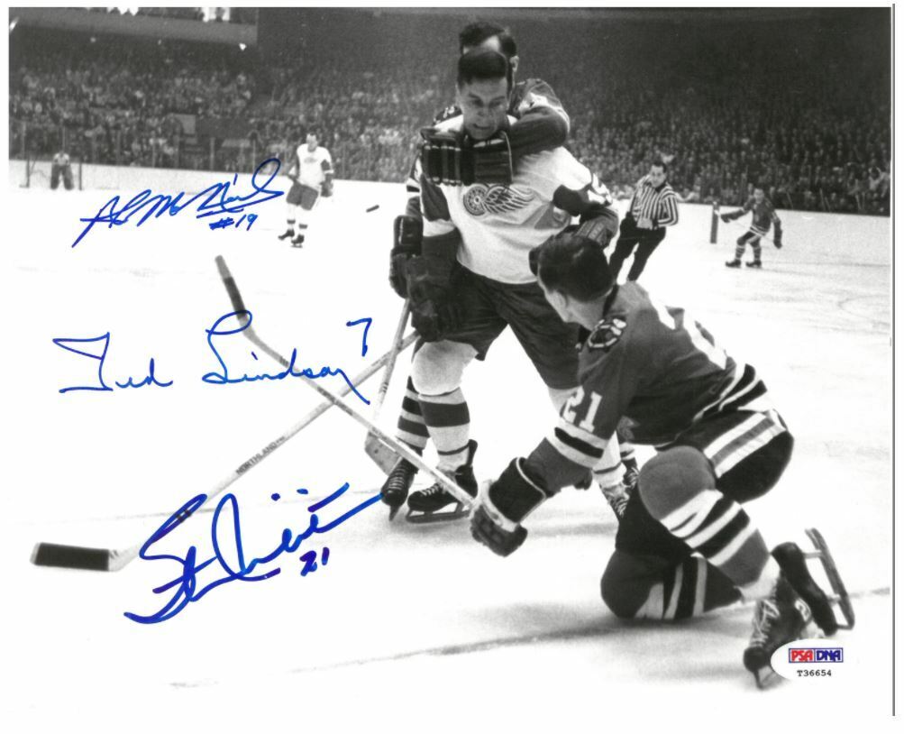 Stan Mikita, Ted Lindsay & Al McNeil signed 8x10 autographed Photo Poster painting PSA COA