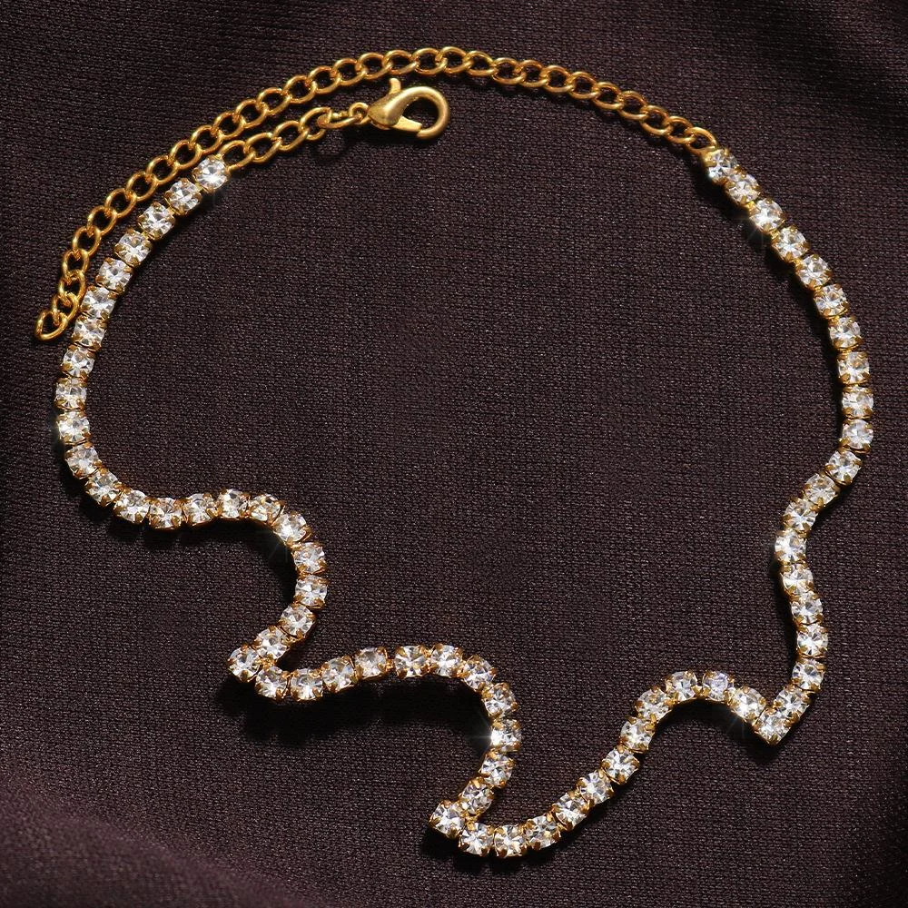 Simple weave rhinestone ankle chain bracelet