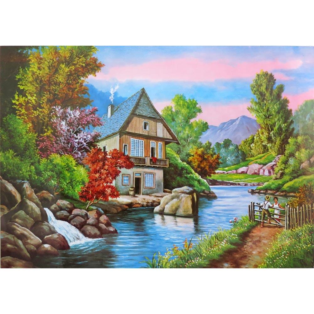 

30x40cm Round Drill Diamond Painting-Quiet Happiness House, 501 Original